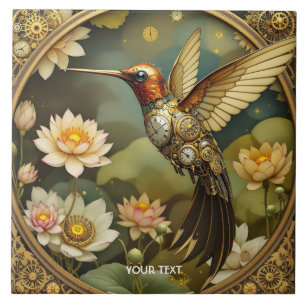 Azulejo Fantasy Cute Steampunk Bird Clock