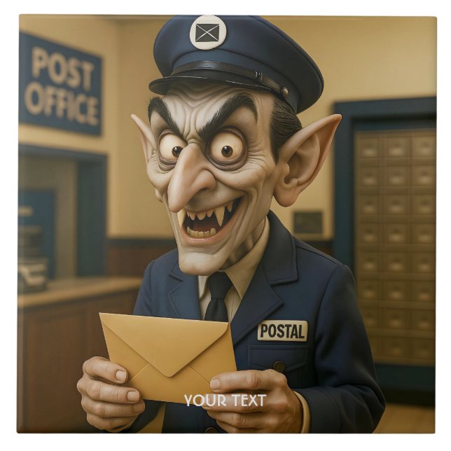 Azulejo Fantasy Cute Strange Postal Worker (Frente)