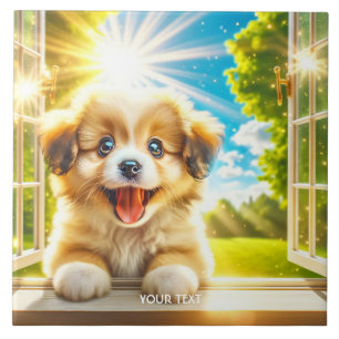 Azulejo Fantasy Cute Sun Baby Dog