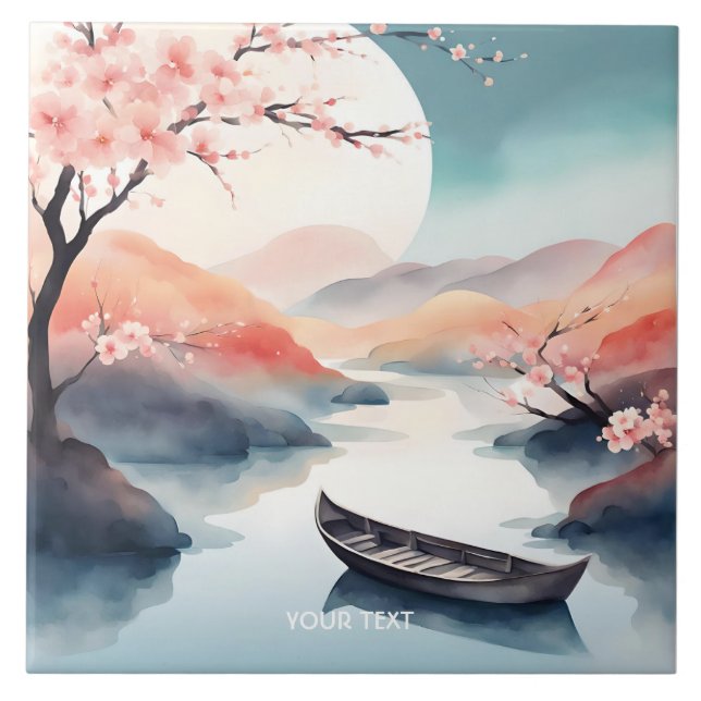 Azulejo Fantasy Cute Sun Sakura Bote (Frente)