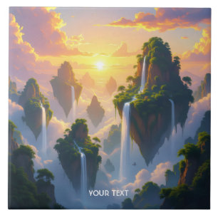 Azulejo Fantasy Cute Sunset Islands Waterfalls
