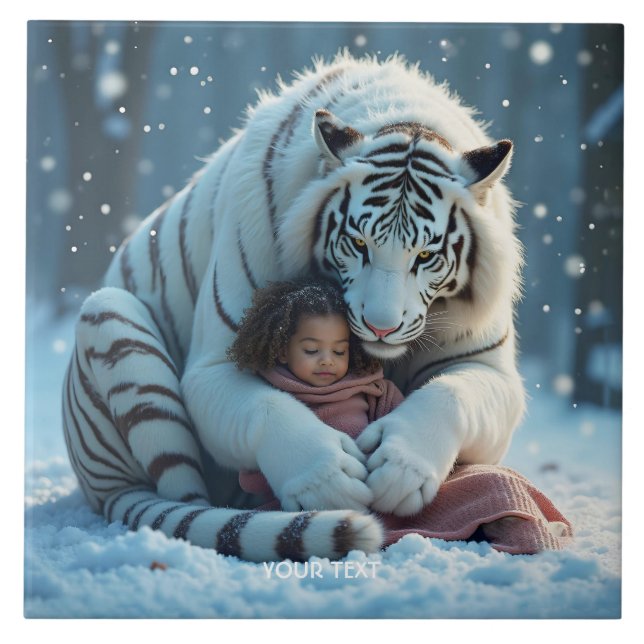 Azulejo Fantasy Cute Tiger Chica Winter (Frente)