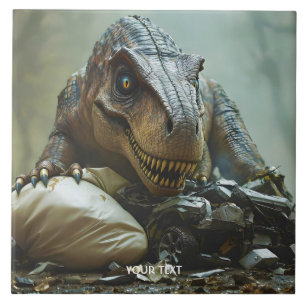 Azulejo Fantasy Cute Trex Wreck Car