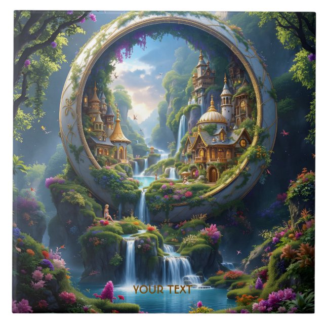 Azulejo Fantasy Cute Village Tiny City  . Perfect As A Bir (Frente)