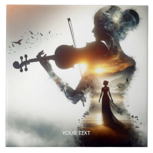 Azulejo Fantasy Cute Violin Chica Sun