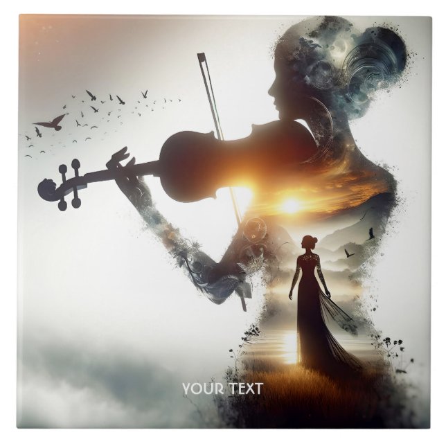 Azulejo Fantasy Cute Violin Chica Sun (Frente)