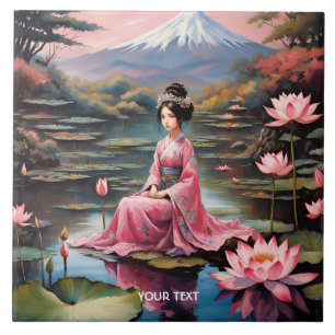 Azulejo Fantasy Cute Vivid Chica japonés Lake