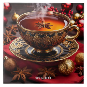 Azulejo Fantasy Cute Vivid Cup Tea Navidades