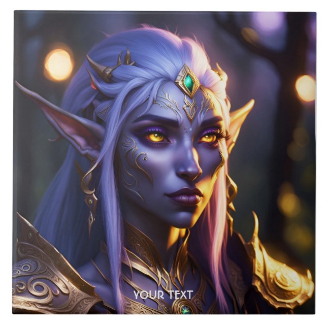 Azulejo Fantasy Cute Vivid Dark Retrato Púrpura (Frente)