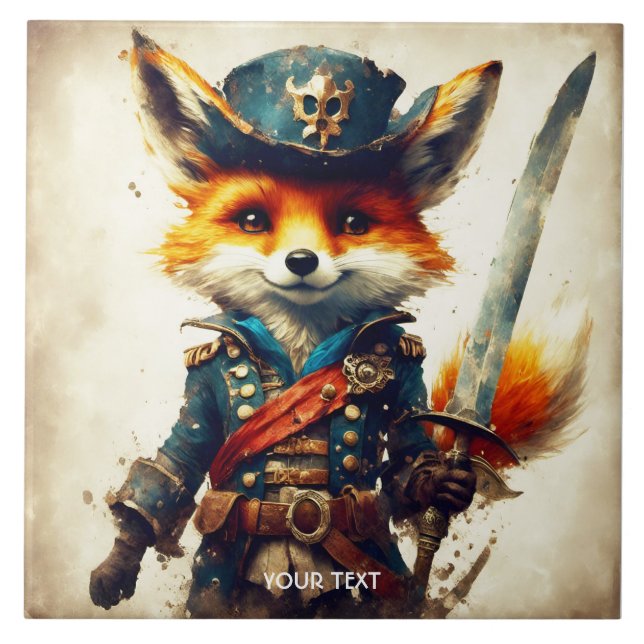 Azulejo Fantasy Cute Vivid Fox Pirate Personalizado (Frente)