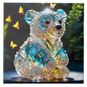 Azulejo Fantasy Cute Vivid Glass Blue Bear
