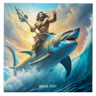 Azulejo Fantasy Cute Vivid Greek God Shark