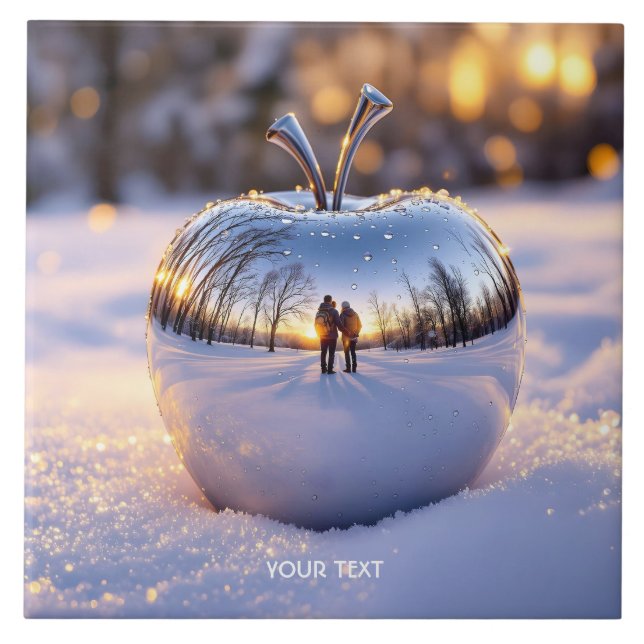 Azulejo Fantasy Cute Winter Snow Apple (Frente)