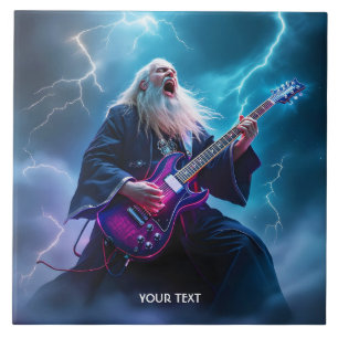 Azulejo Fantasy Cute Wizard Jugando guitarra