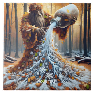 Azulejo Fantasy Cute Wizard Making Winter