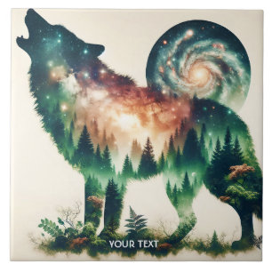 Azulejo Fantasy Cute Wolf Doble exposición