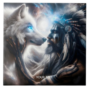 Azulejo Fantasy Cute Wolf Tribal Man