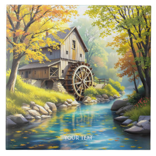 Azulejo Fantasy Cute Wooden Watermill