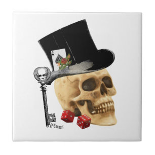 Azulejo Fantasy Diseño del tatuaje del cráneo del jugador 