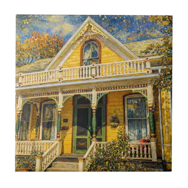 Azulejo Fantasy Yellow Victorian House (Frente)