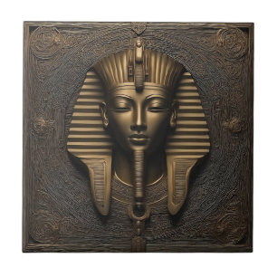 Azulejo Faraón Egipcio Bronce Dorado Decorativo