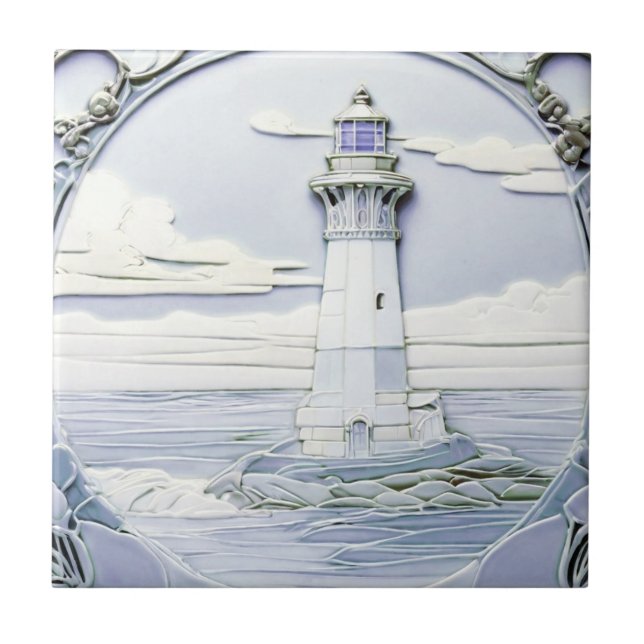 Azulejo Faro Art Nouveau Faux Relief Light Blue (Frente)