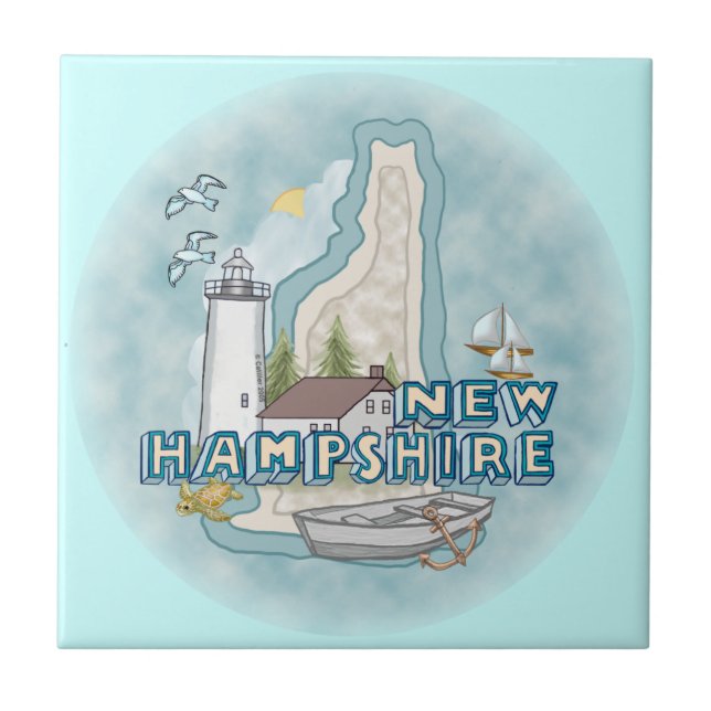 Azulejo Faro de New Hampshire (Frente)