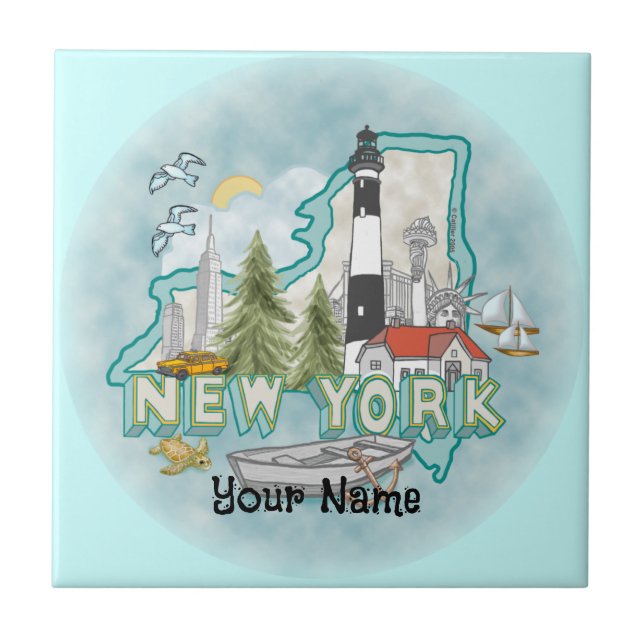 Azulejo Faro de Nueva York (Frente)
