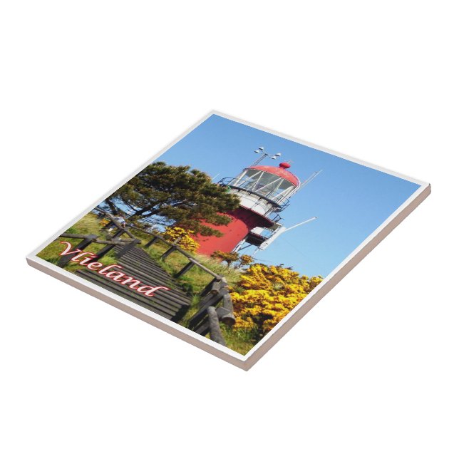 Azulejo faro de zNL021 VLIELAND, Islas Frisas Holandesas, (Lado)