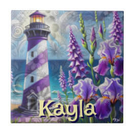 Azulejo Faro morado con Foxglove e Iris personalizado