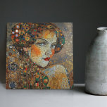 Azulejo Fase dorada Gustav Klimt Mosaic Edwardian Mujer<br><div class="desc">Esta hermosa cerámica cuenta con una obra de arte inspirada en la "fase dorada" de Gustav Klimt, que representa a una mujer de la era eduardiana. Durante este periodo, Klimt estaba fascinado con los mosaicos bizantinos y desarrolló su técnica de mosaicos usando hojas de oro y colores vibrantes. Esta obra...</div>