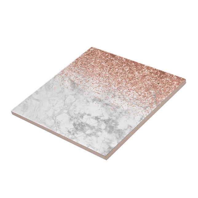 Azulejo Fashion Elegant white Ombre Glitter Glitter Marble (Lado)