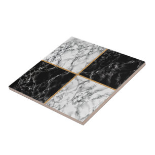Azulejo Faux Black White Check Marble Cerámica Tile
