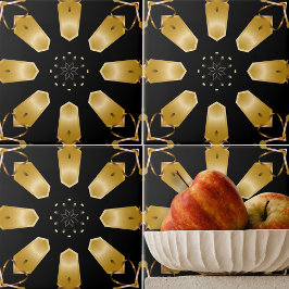 Azulejo Faux Gold y Black Luxury Mosaic Patrón geométrico