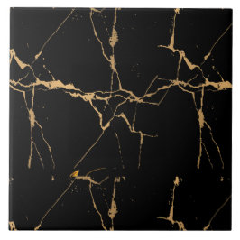 Azulejo Faux Marble Black Gold