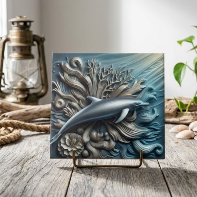 Azulejo Faux Metal Océano Arrecife & Decorativo Delfín  (Subido por el creador)