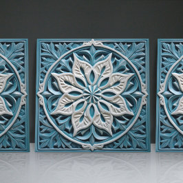 Azulejo Faux Relief Floral Marroquí Tile Decoración Hogar