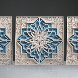 Azulejo Faux Relief Floral Marroquí Tile Decoración Hogar 