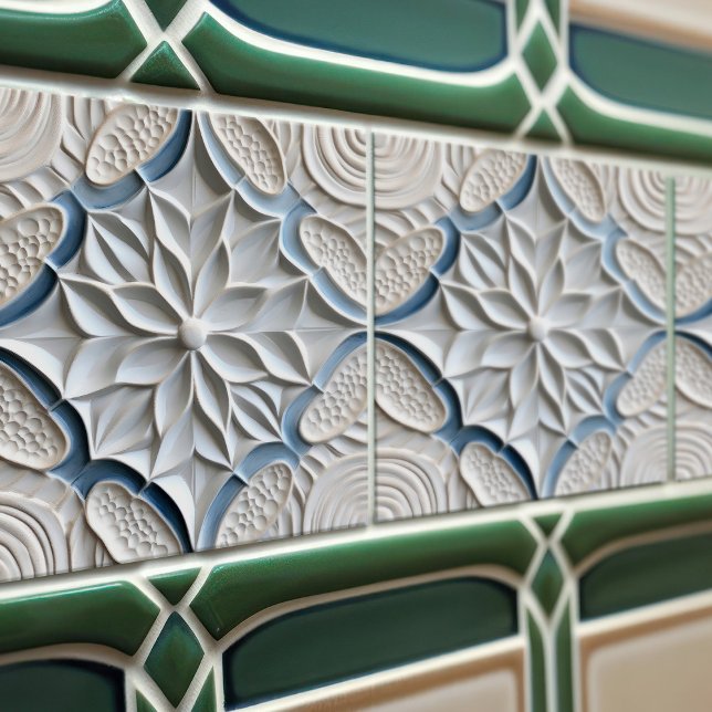 Azulejo Faux Relief Floral Marroquí Tile Decoración Hogar  (Subido por el creador)