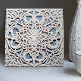 Azulejo Faux Relief Floral Marroquí Tile Decoración Hogar 