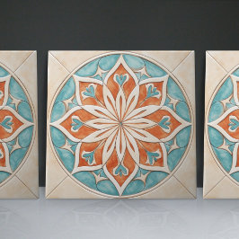Azulejo Faux Relief Floral Marroquí Tile Decoración Hogar 