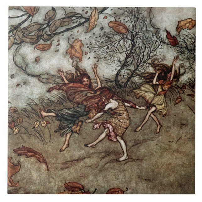 Azulejo "Fe del otoño" por Arthur Rackham (Frente)