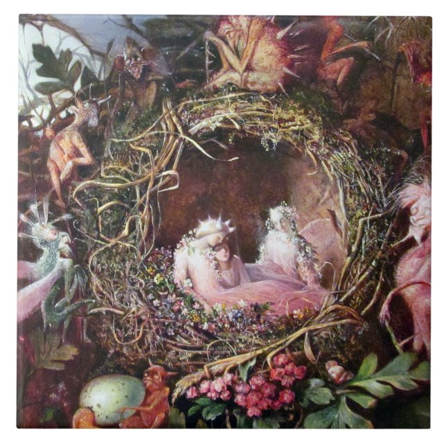 Azulejo Fe en un nido de aves, John Anster Fitzgerald (Frente)