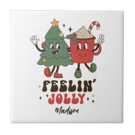 Azulejo Feelin' Jolly Navidades Holidays Funny Retro Name