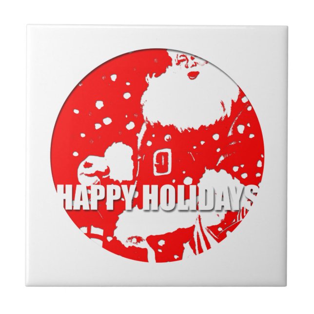 Azulejo Felices Fiestas - Papá Noel - (Frente)