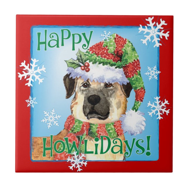 Azulejo Felices Howlidays Anatolian Shepherd Ceramic Tile (Frente)