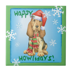 Azulejo Felices Howlidays Bloodhound