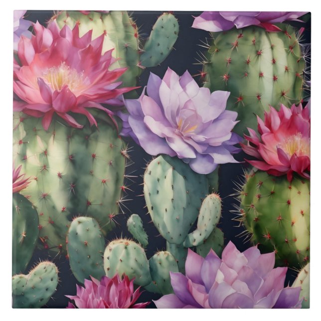 Azulejo Felices Plantas Suculentas de Cumpleaños, Flores C (Frente)