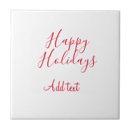 Azulejo Felices vacaciones Navidades caligrafía roja simpl