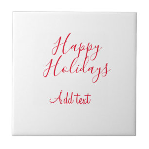 Azulejo Felices vacaciones Navidades caligrafía roja simpl